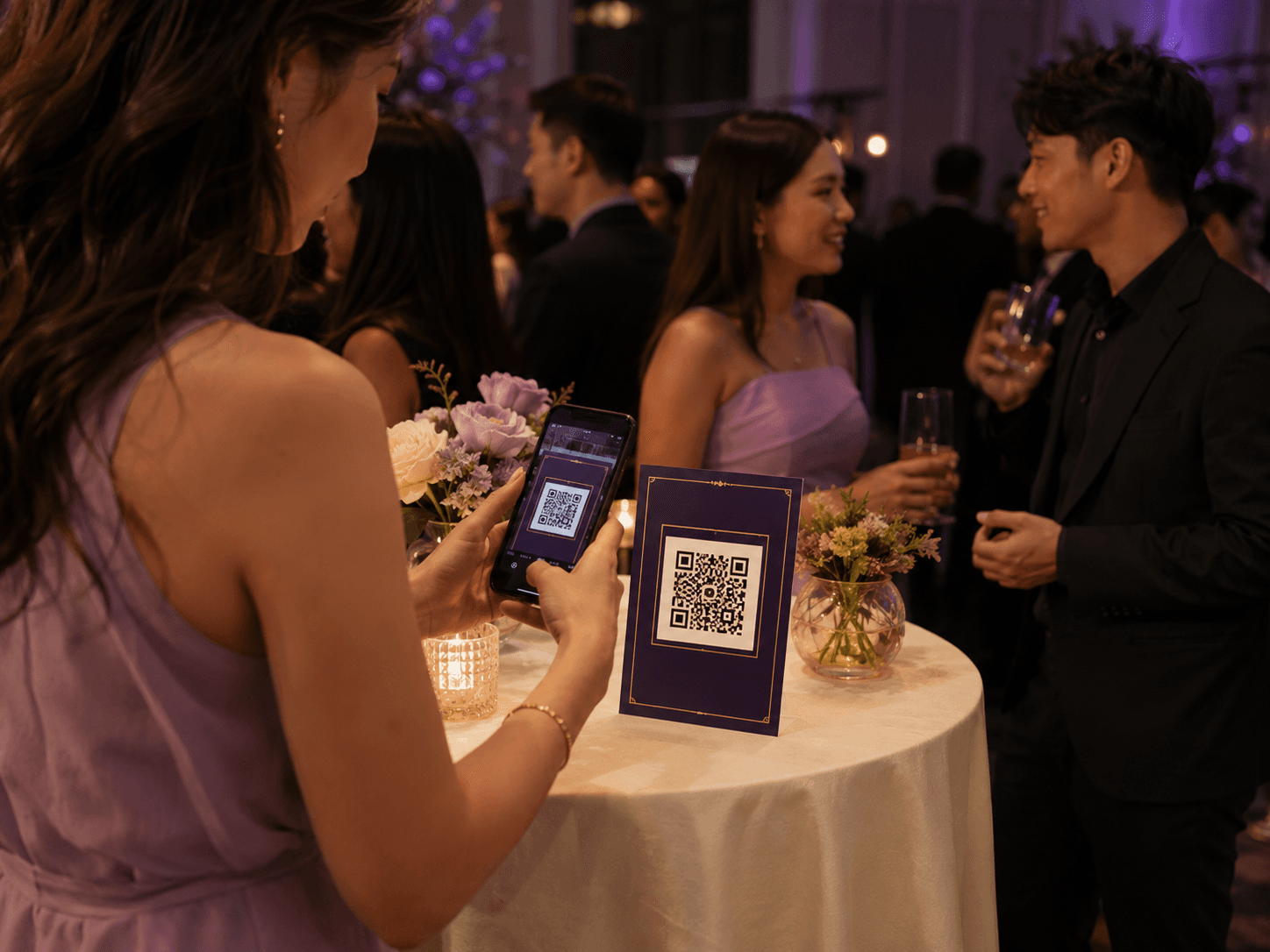 Guest scanning an event QR code at a celebration