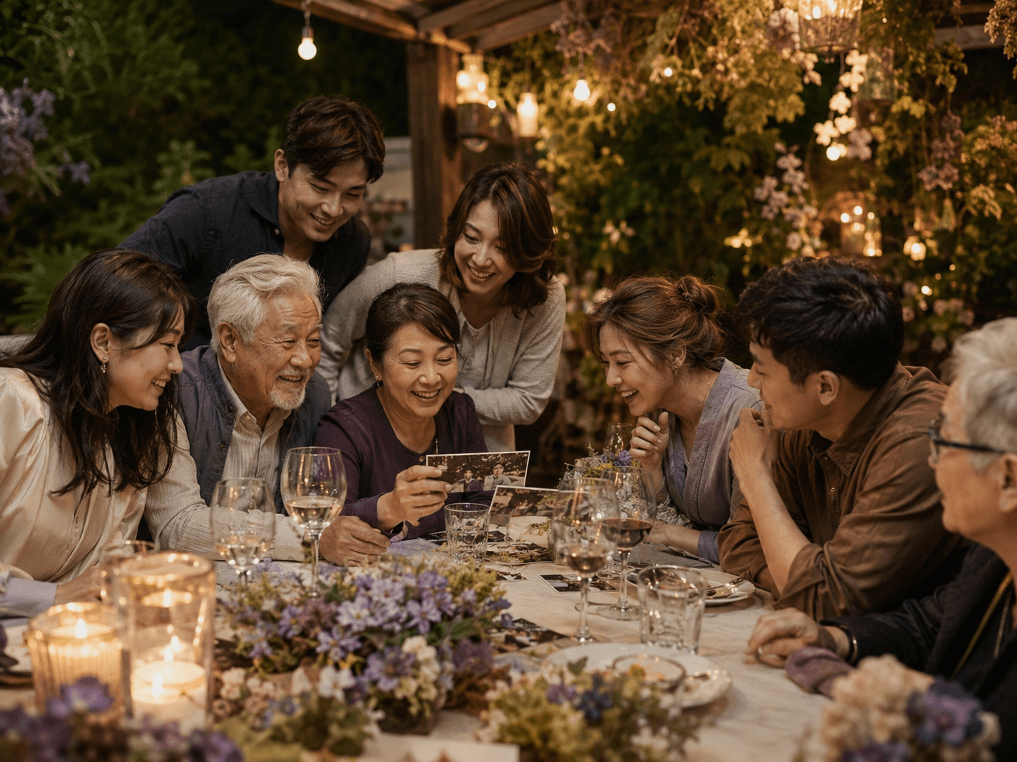 Family and friends reconnecting around a dinner table